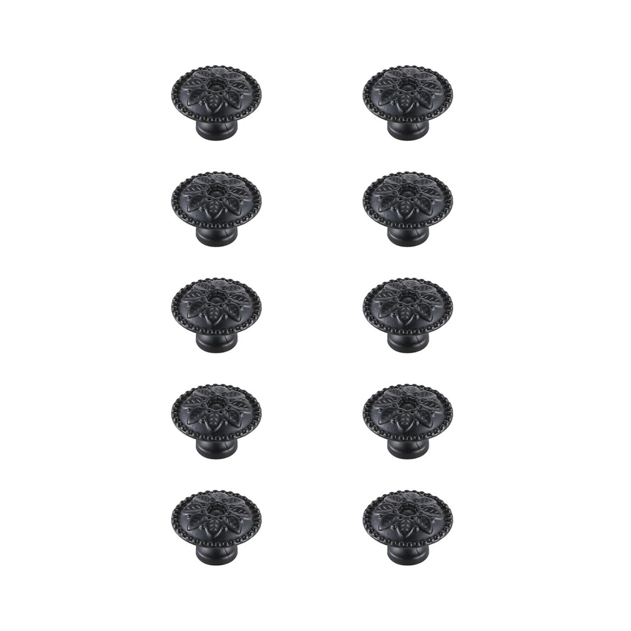 Corio 0.9" Diameter Matte Black Mushroom Knob Multipack (Set of 10)